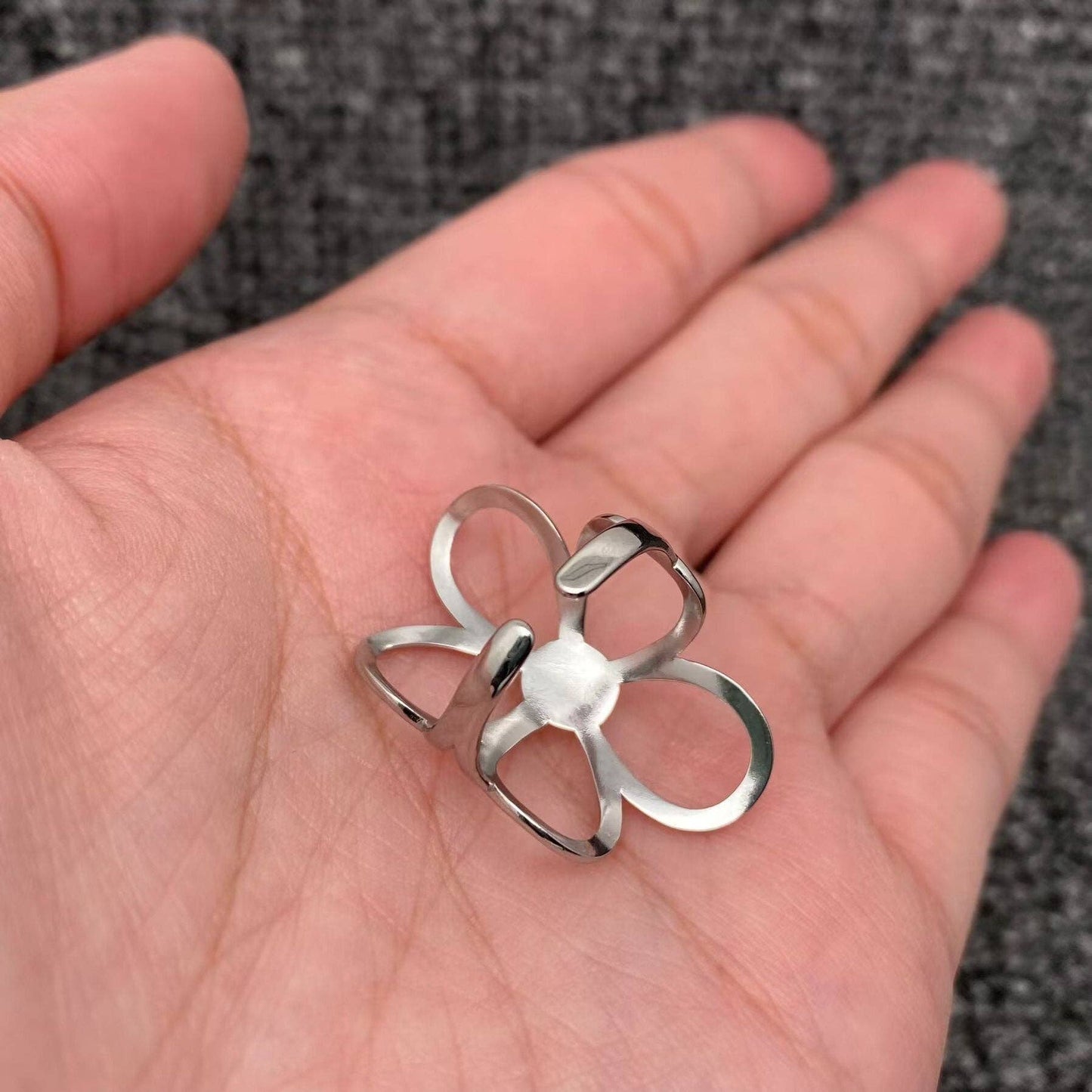 Hollow Flower 18K Gold Plated Stainless Steel Ring