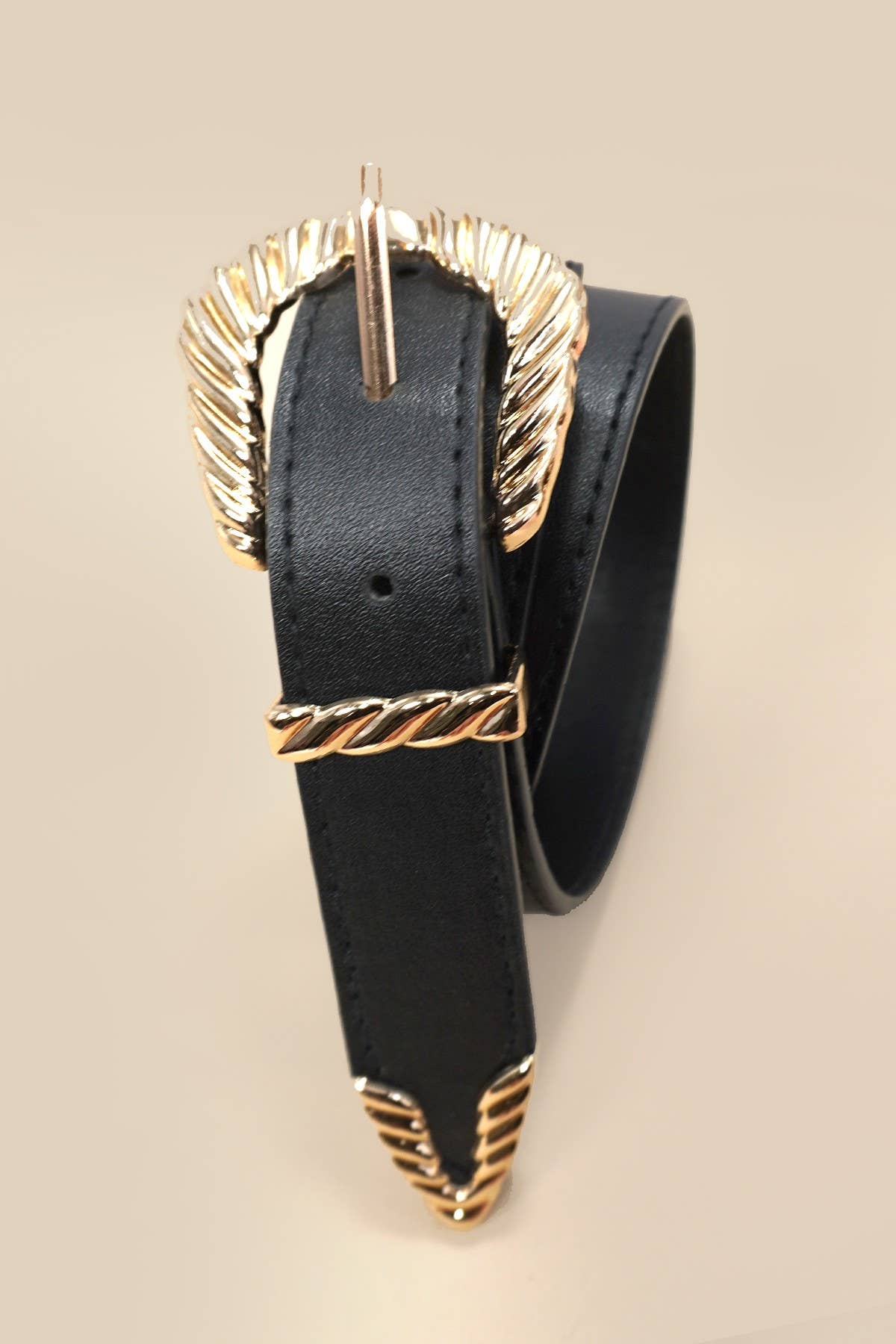 Black Braided Buckle Belt