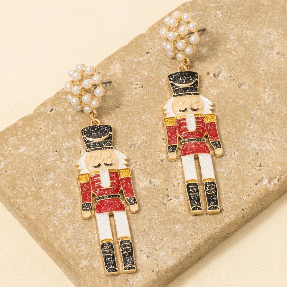 Nutcracker Pearl Dangle Earrings