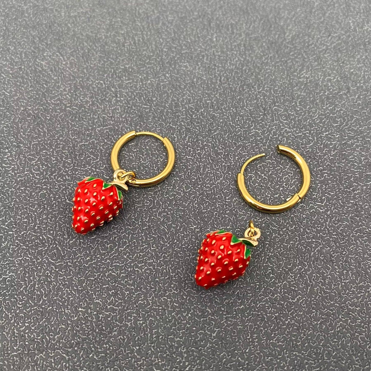 Strawberry Charm 18K Gold Plated Earrings