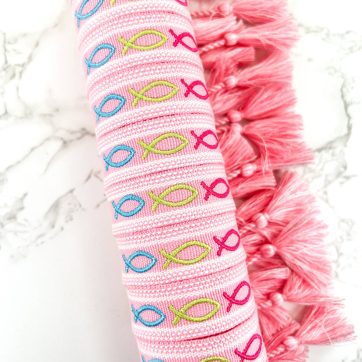 WWJD Fish Embroidered Bracelet:
