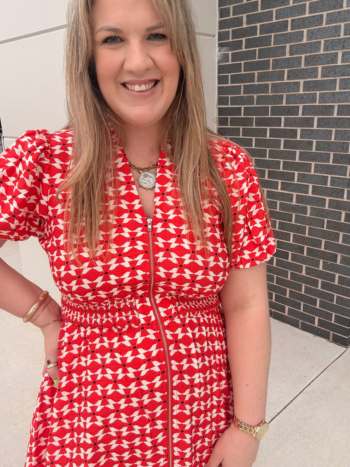 Red Abstract Pattern Dress