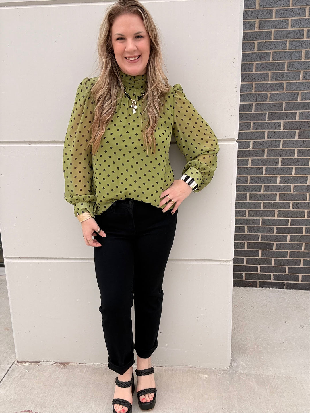 Olive You In Dots Blouse