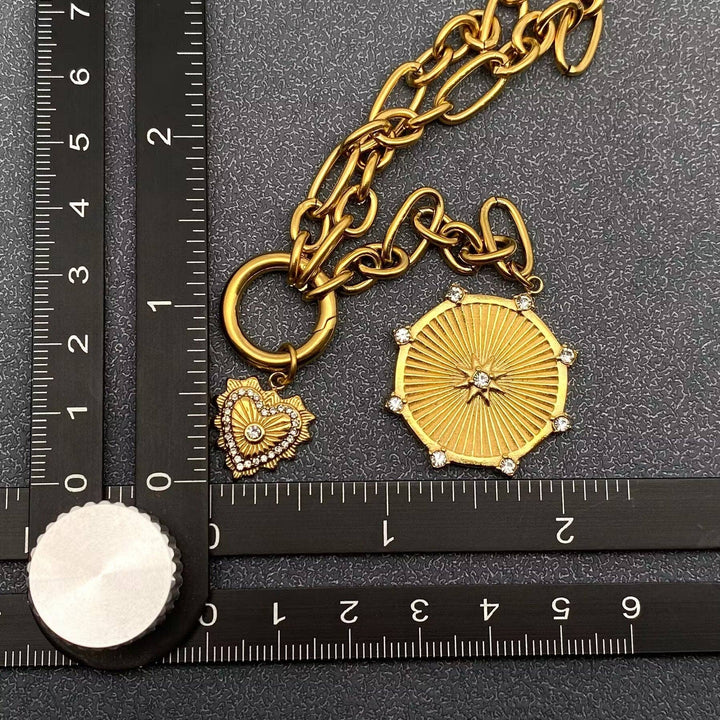 Sun &amp; Heart Charm 18K Y-neck Chain
