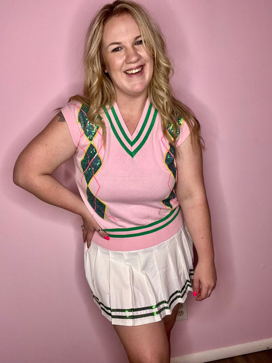 Argyle Sequin Vest