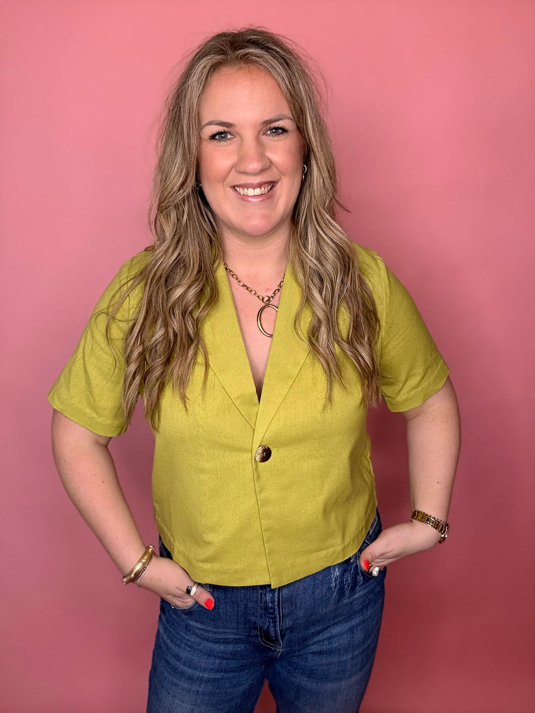 Chartreuse Short Jacket Blouse