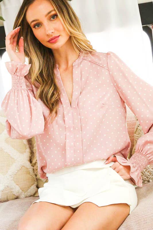 Blush Polka Dot Blouse
