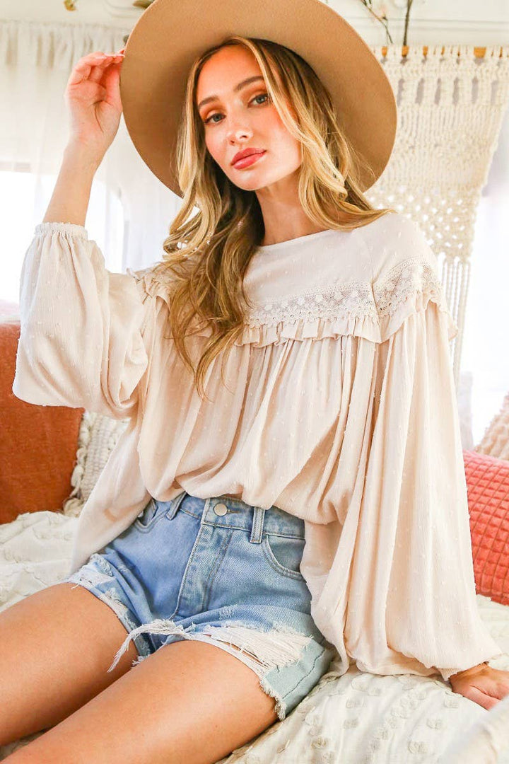 Lace-Up Back Detail Blouse