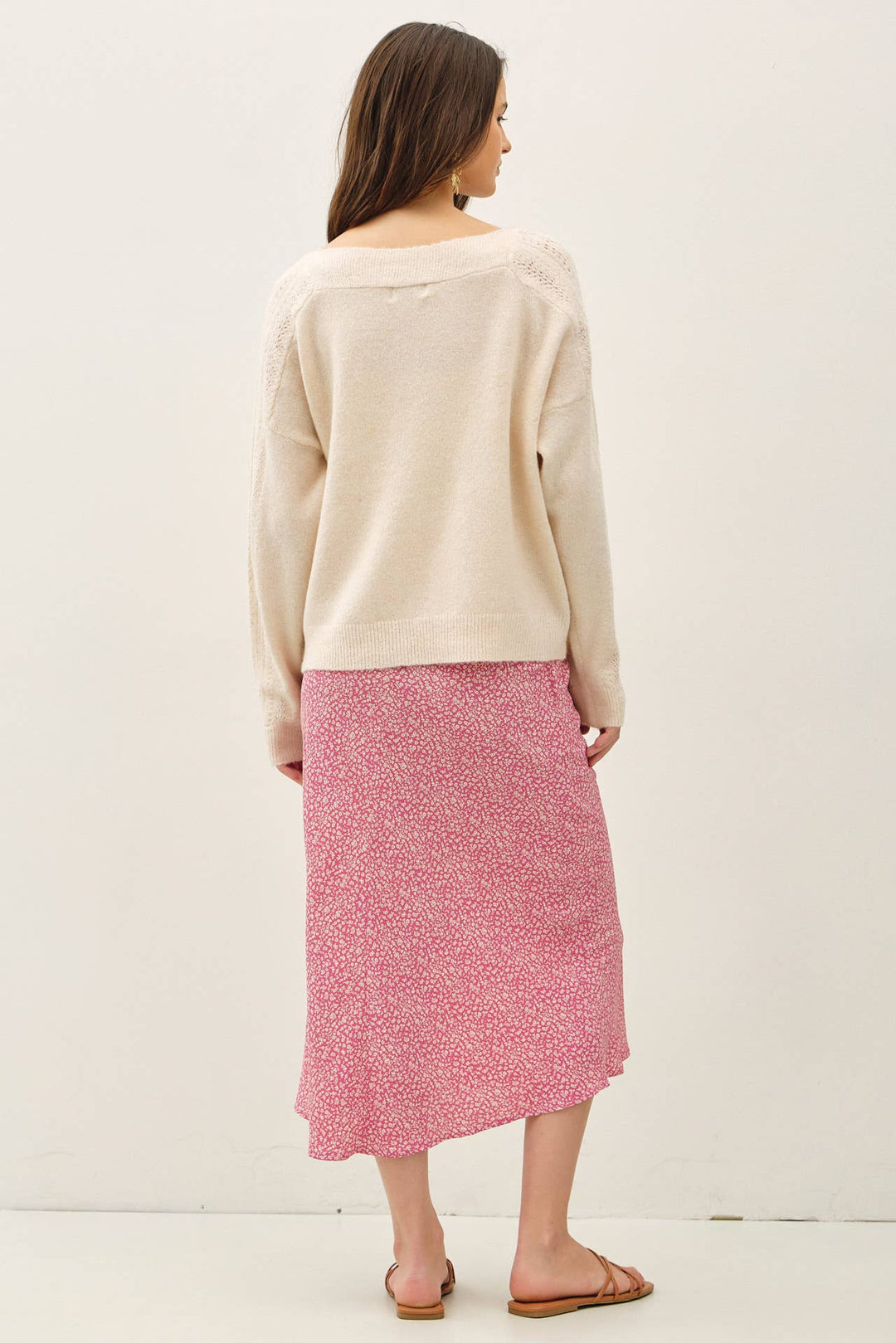 BOAT NECK CROCHET DETAIL SWEATER: LAVENDER / S