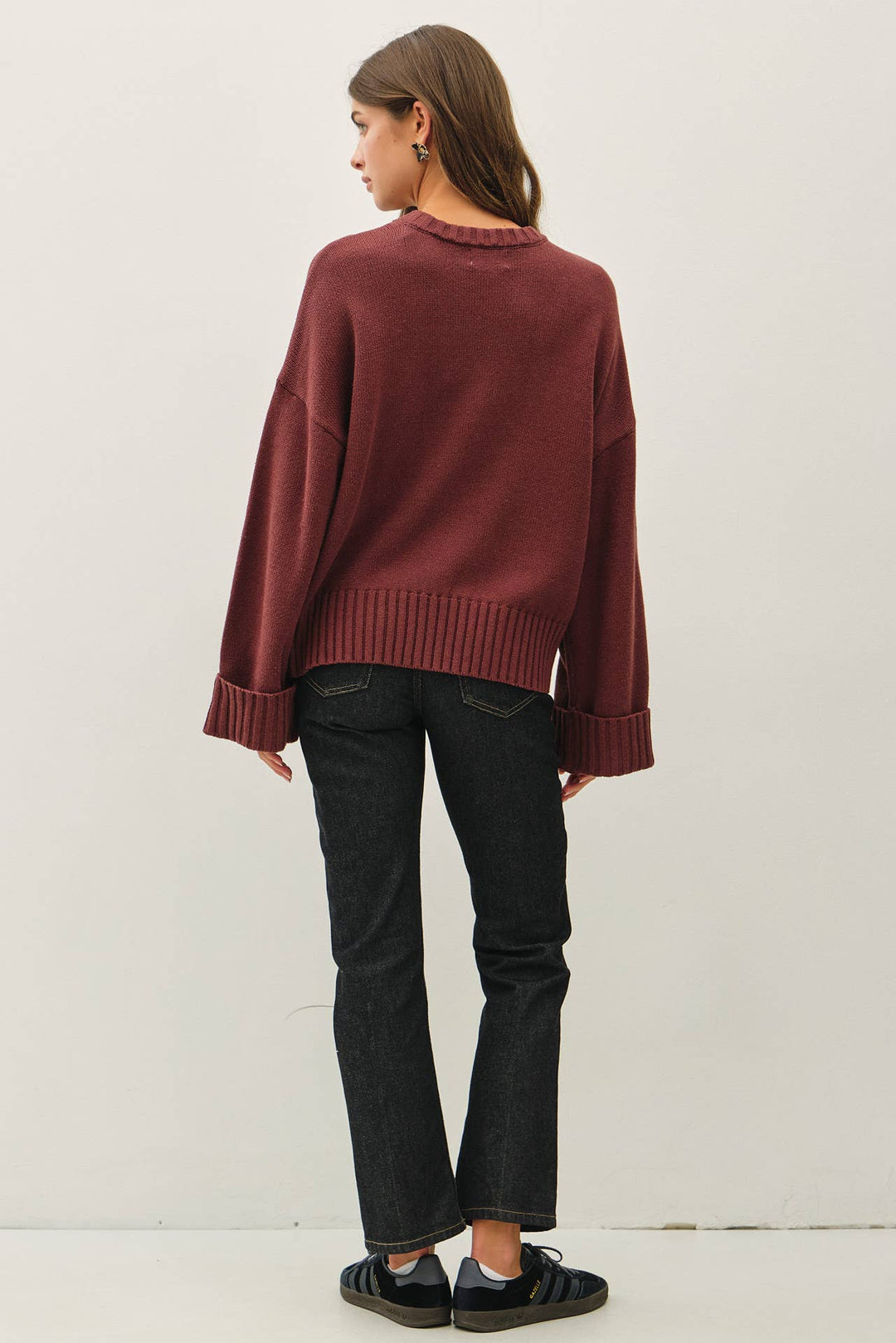 WIDE CUFF OVERSIZED SWEATER: LIME GREEN / M