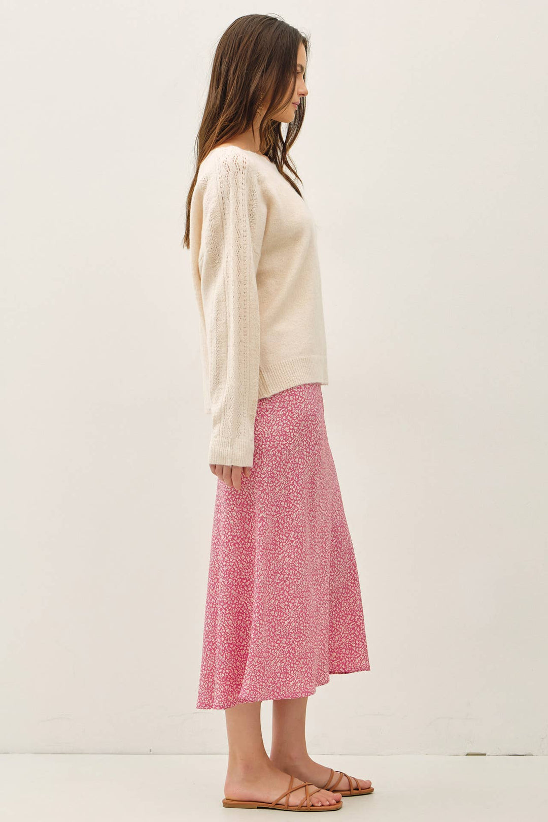 BOAT NECK CROCHET DETAIL SWEATER: LAVENDER / S
