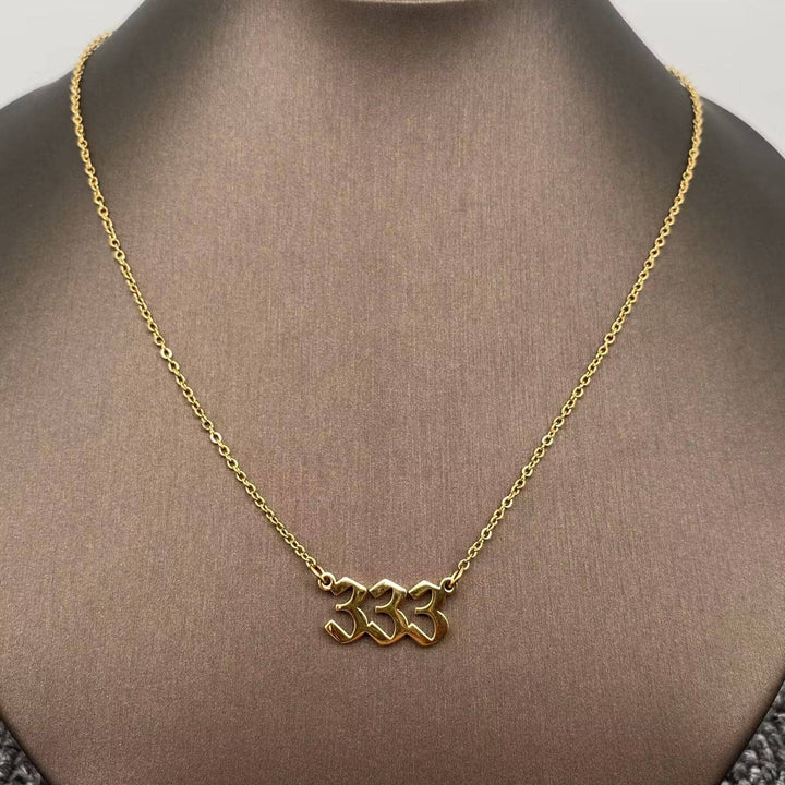 Lucky Numbers 18K Gold Plated Stainless Steel Necklace: 111