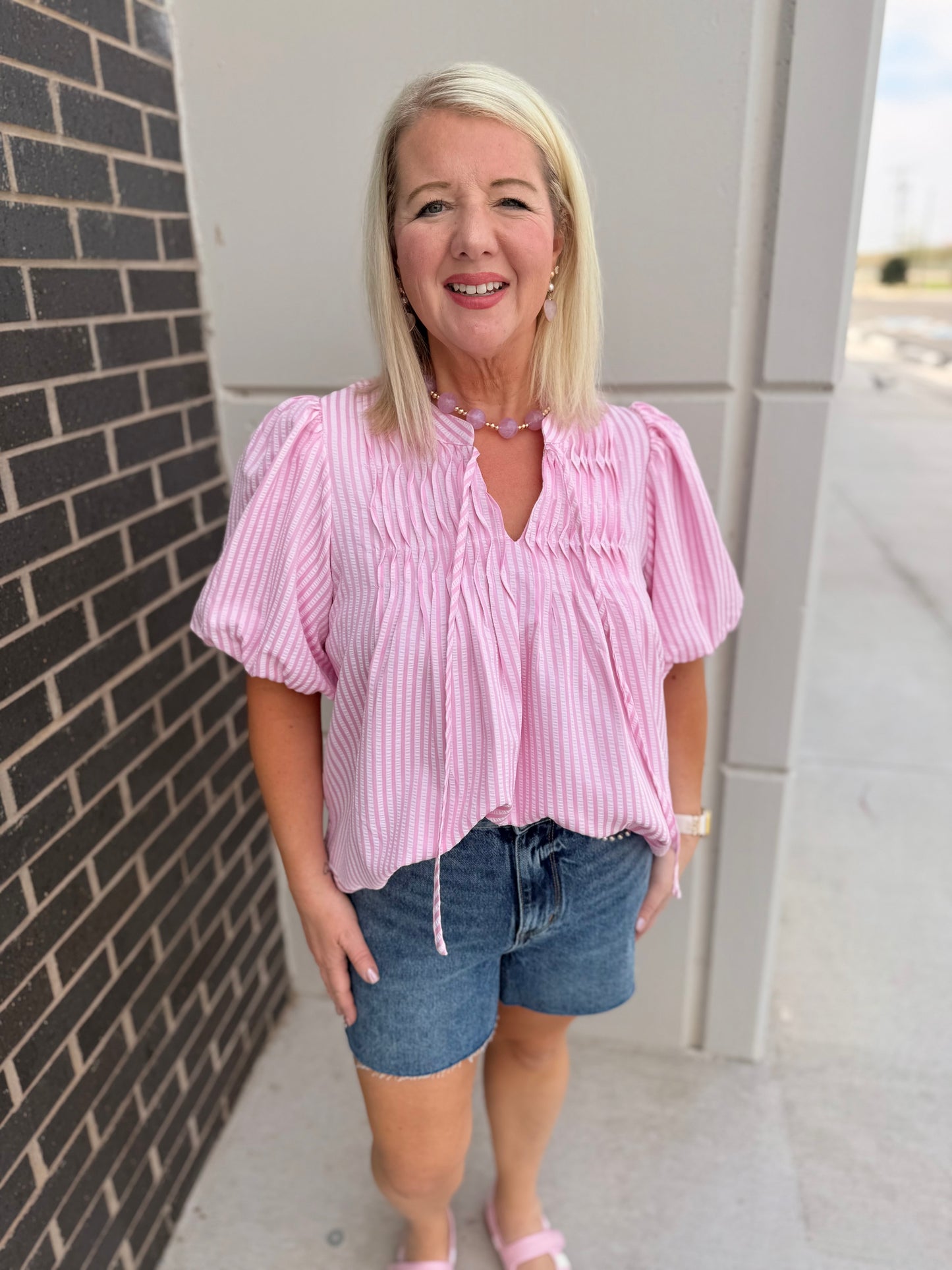 Pink Pinstripe Blouse