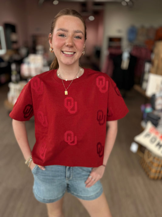 OU Emblem Repeat Top