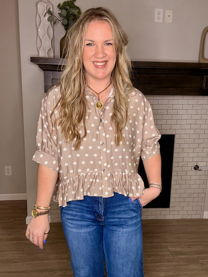 Sand Polka Dot Blouse