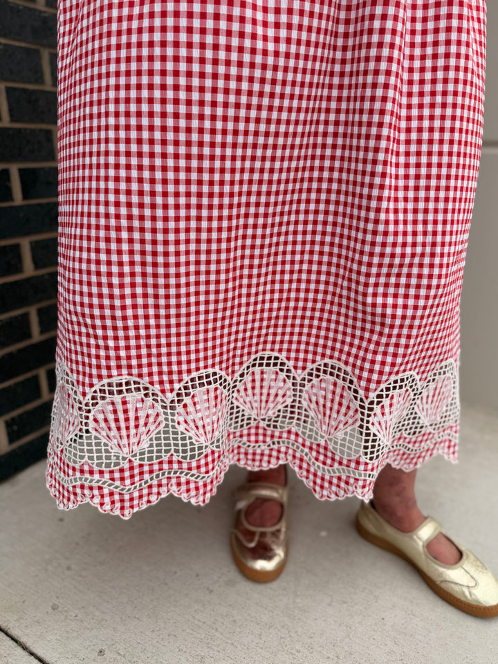 Red Gingham Maxi Dress
