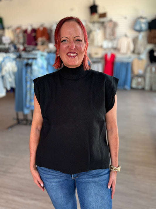Black Mock Knit Sweater