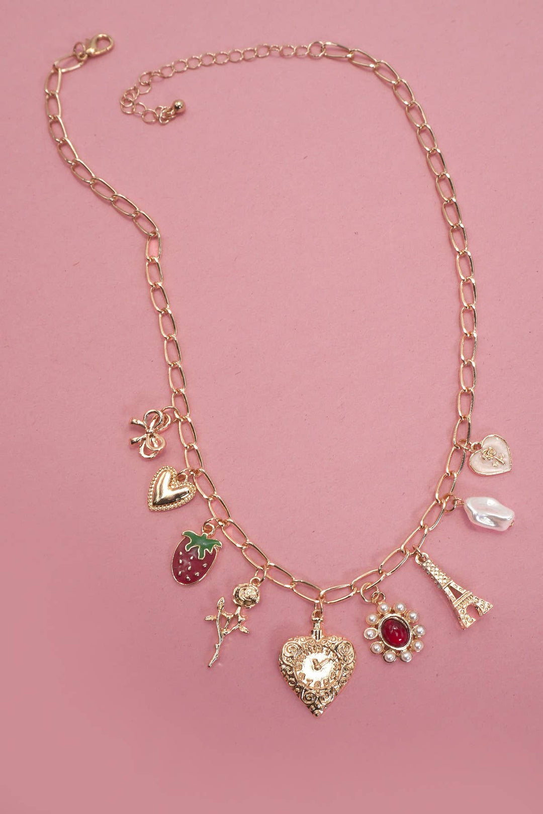 Eiffel Tower &amp; Strawberry Necklace