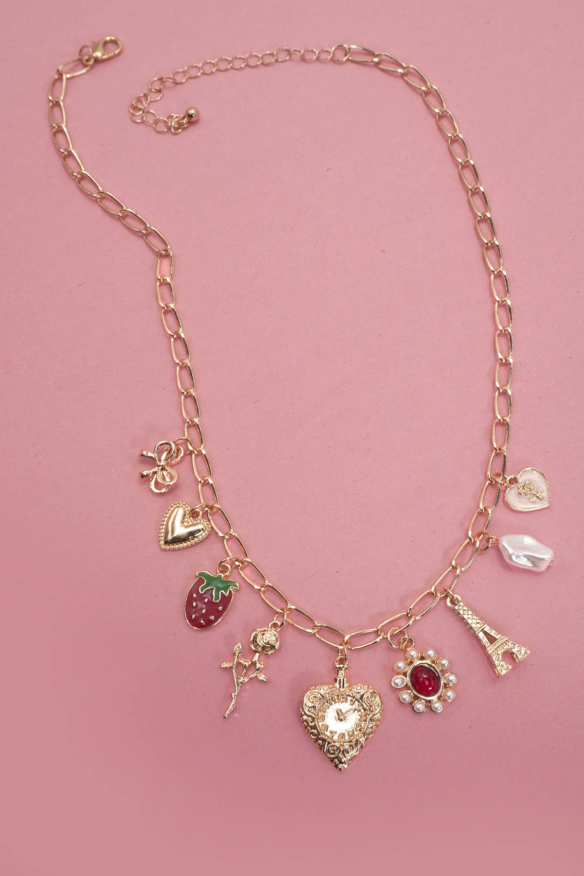 Eiffel Tower & Strawberry Necklace