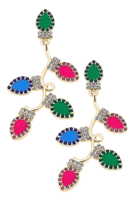 Rhinestone multicolor Christmas Lights Earrings