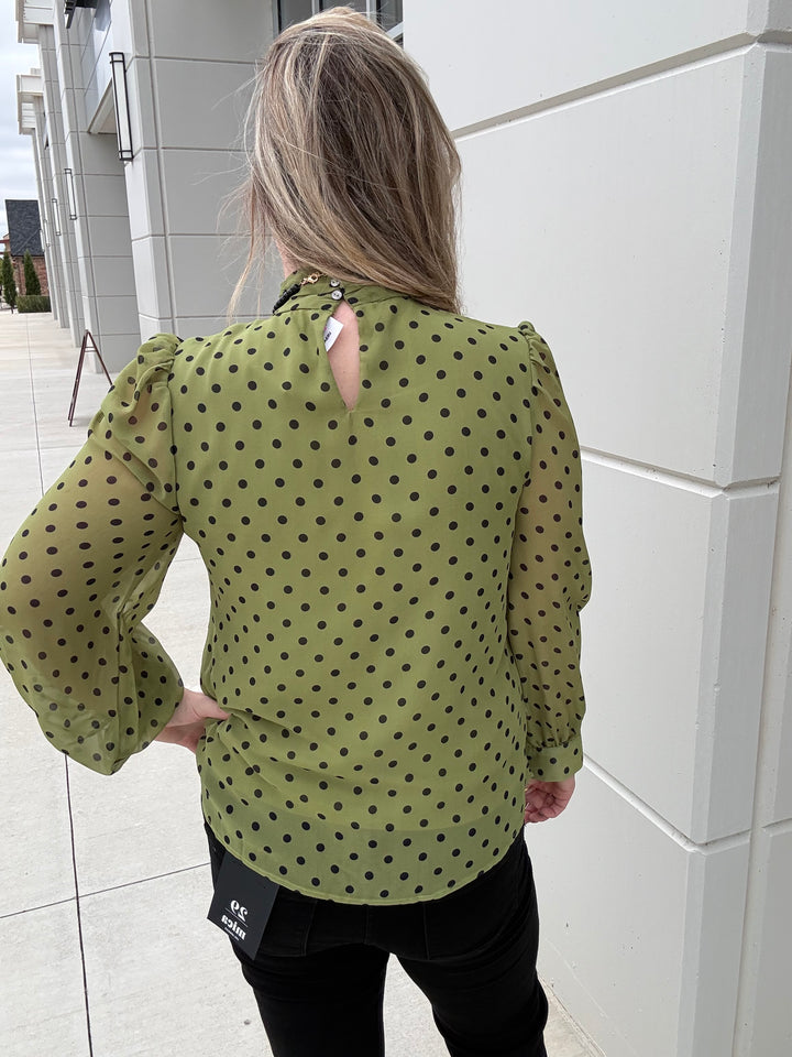 Olive You In Dots Blouse