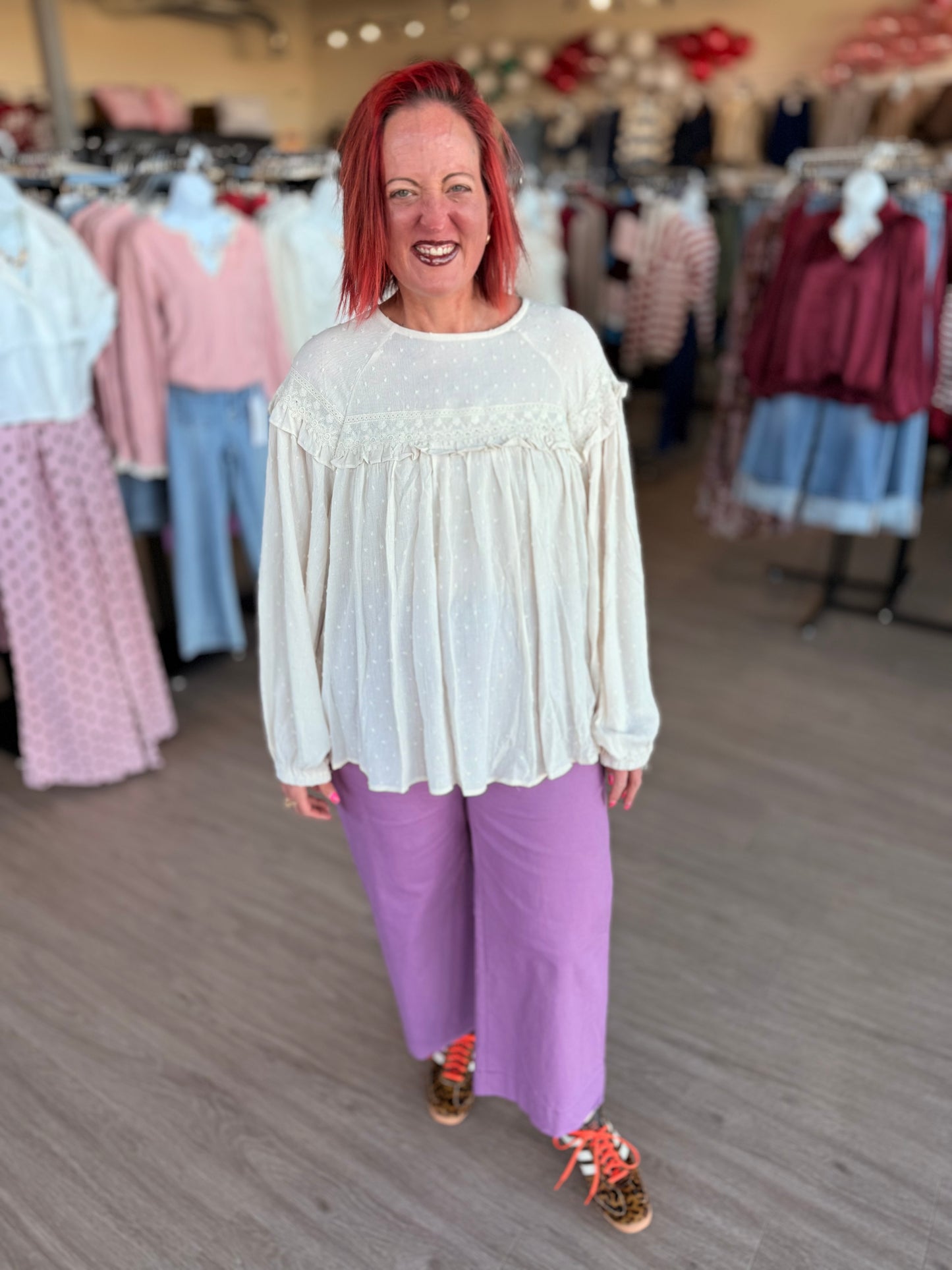 Lace-Up Back Detail Blouse