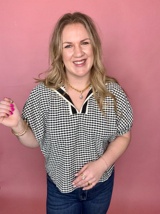 Black Gingham Blouse