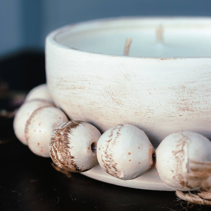 Peppered Suede - 3 Wick Beaded Pottery Soy Candle
