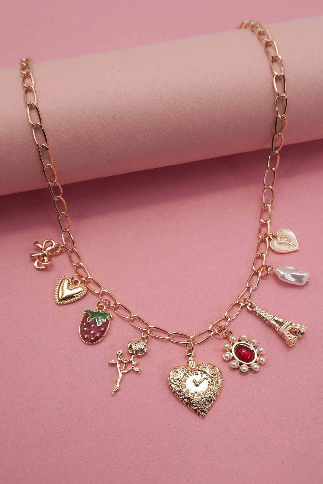 Eiffel Tower &amp; Strawberry Necklace