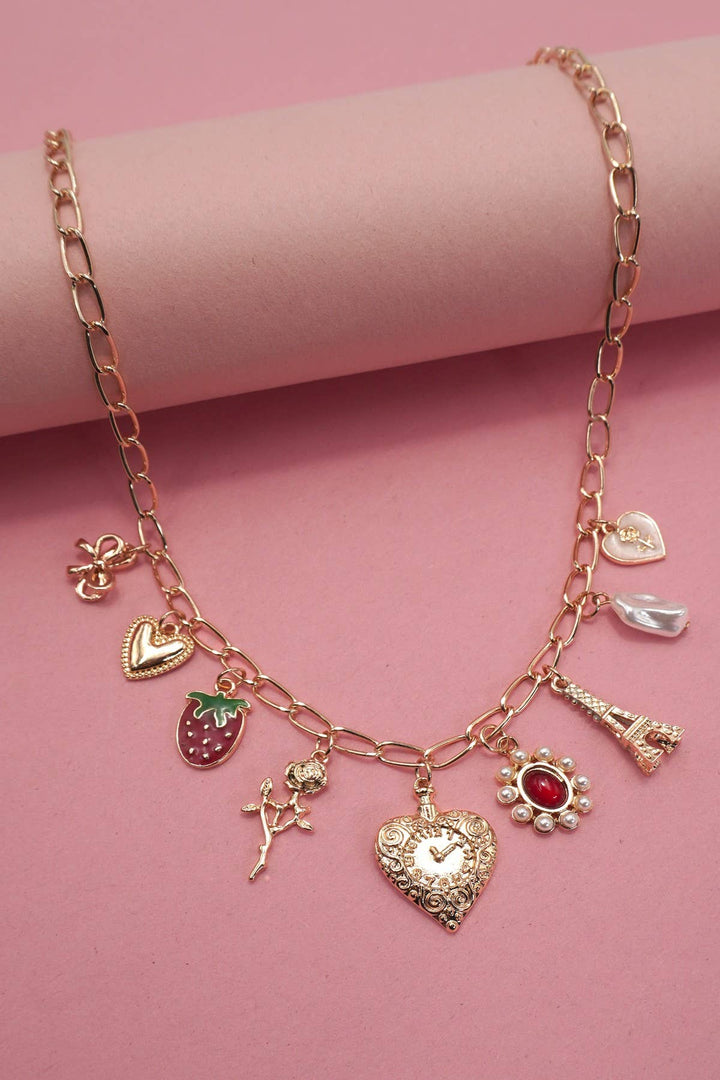 Eiffel Tower &amp; Strawberry Necklace