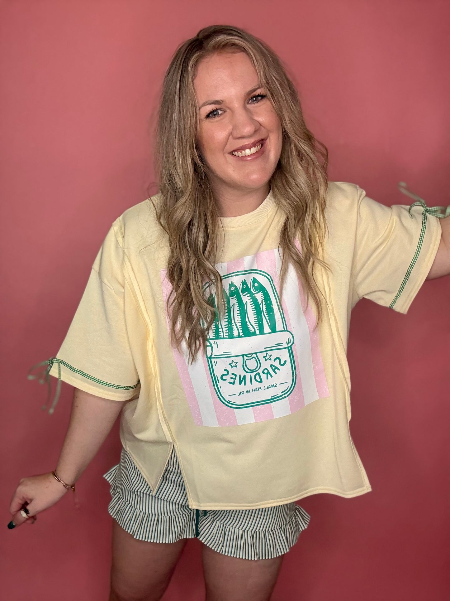 Ruffle Green Stripe Shorts