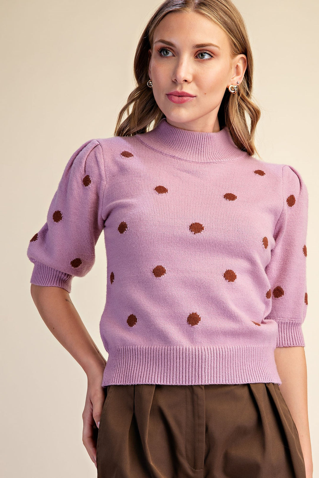 Dusty Pink Polka Top
