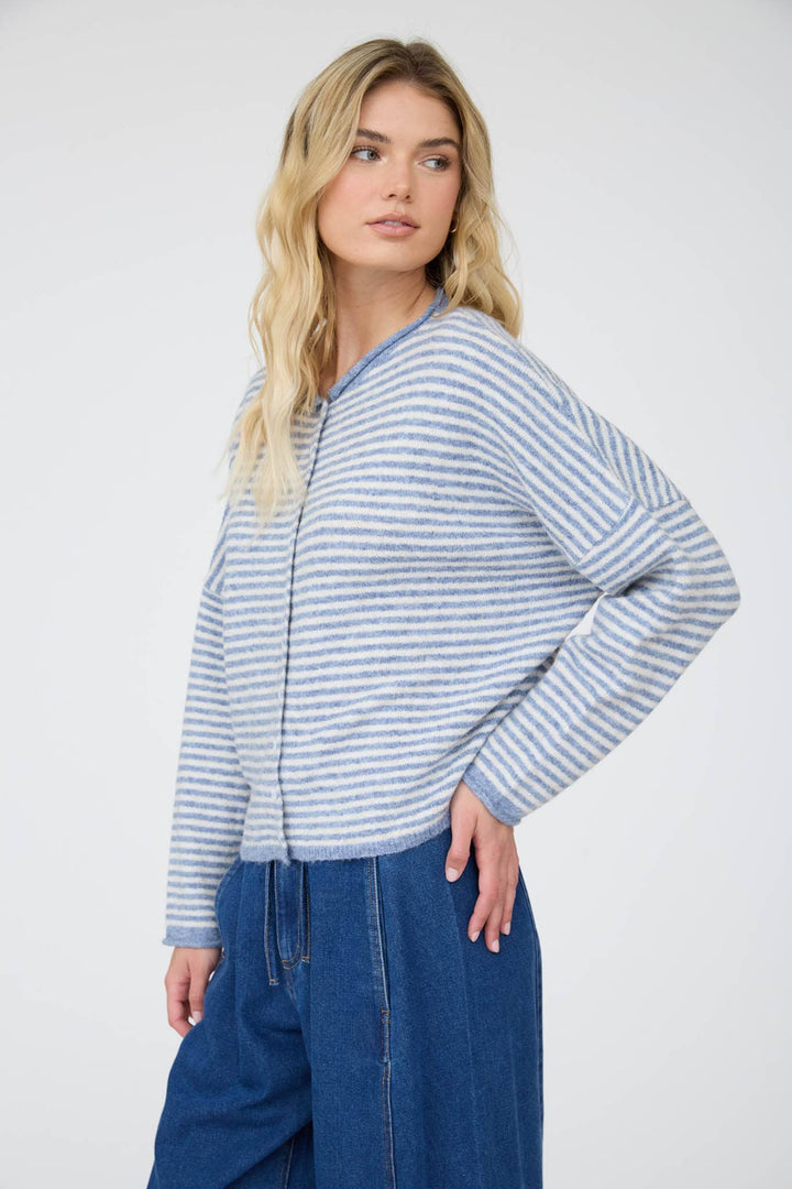 Dusty Blues Striped Cardigan