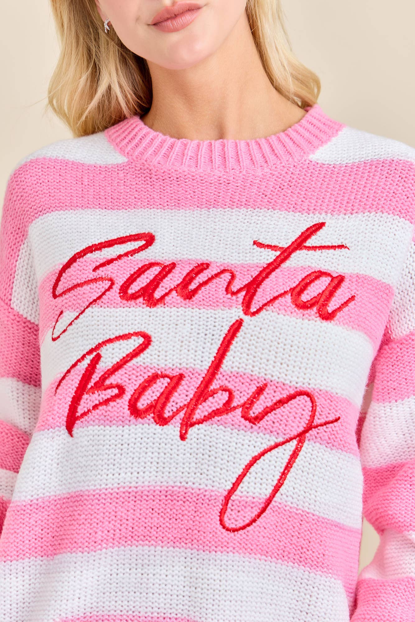 Pink Stripe Santa Baby Sweater