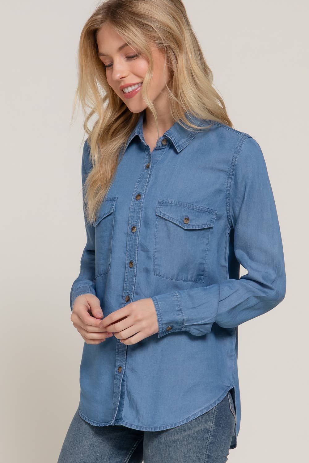 Denim Button Up Blouse