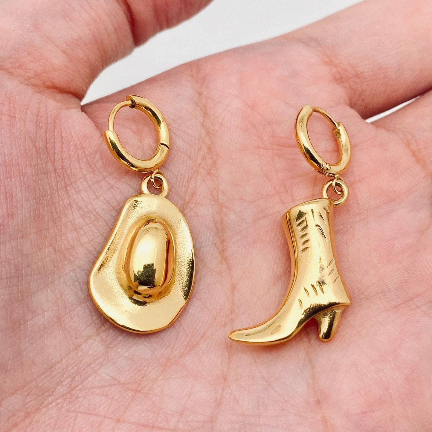 Cowgirl Hat Boot Huggie Earrings