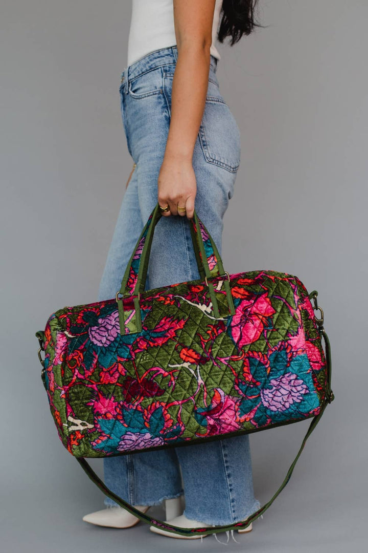 Dk. Green &amp; Multicolored Floral Duffel