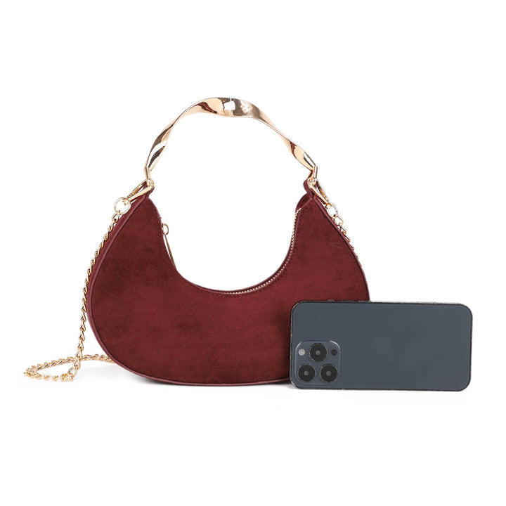 Patricia Cresent-Shape Suede Shoulder Bag