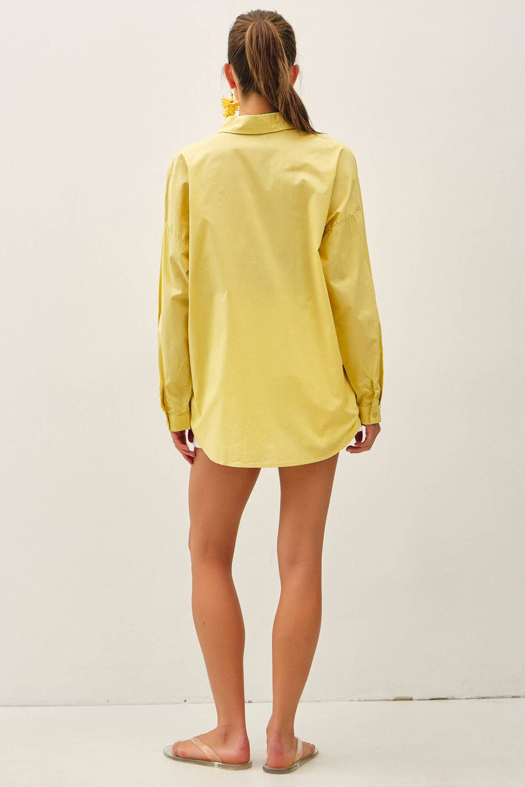 CRISP OVERSIZED BASIC COTTON SHIRT-DENIM: DENIM / SM