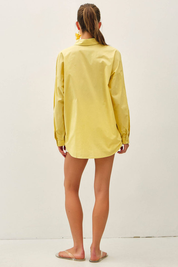 CRISP OVERSIZED BASIC COTTON SHIRT-DENIM: DENIM / SM