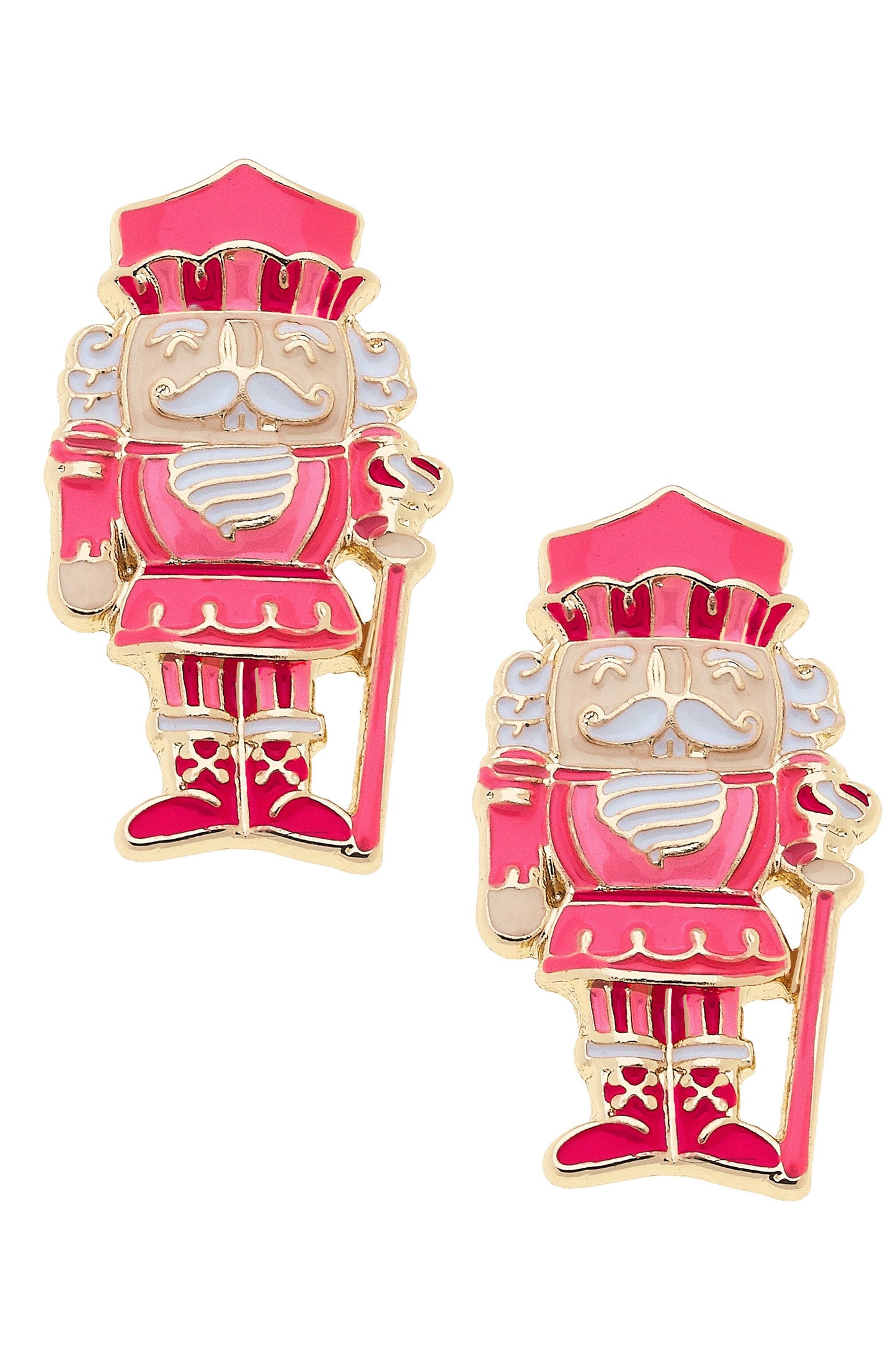 Nutcracker Stud Earrings in Pink/Red/White