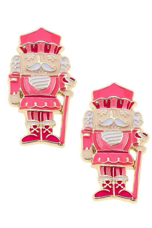 Nutcracker Stud Earrings in Pink/Red/White