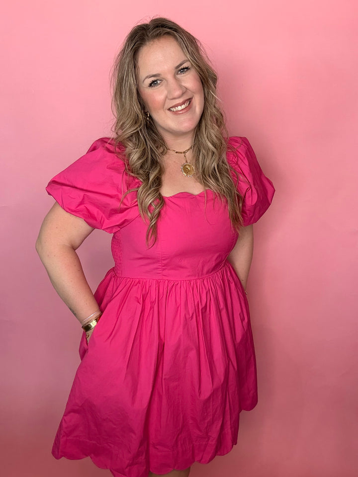 Barbie Pink Scallop Hem Dress