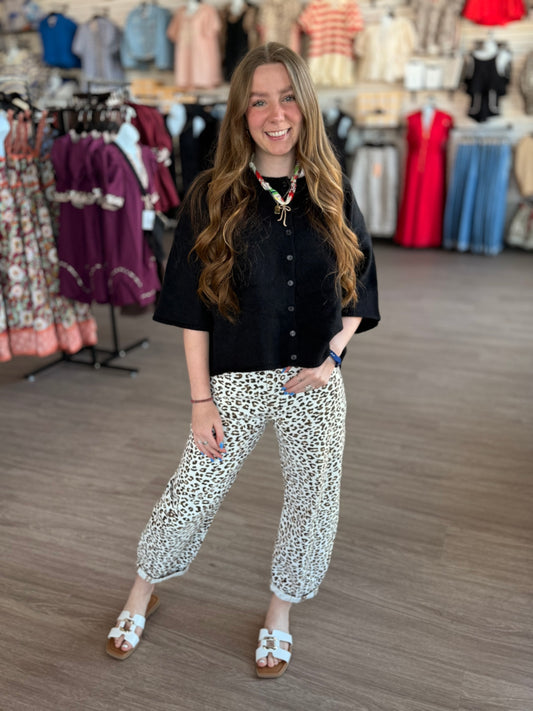 Leopard Cuffed Risen Jeans