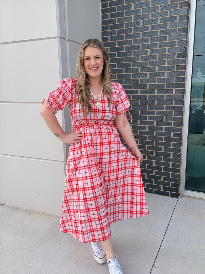 Pink/Navy Plaid Dress