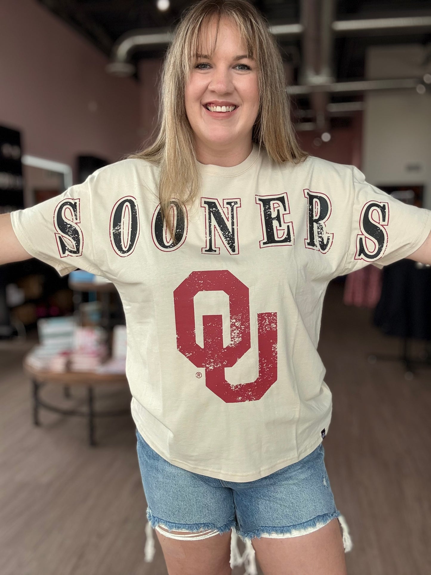 Oversized Sooners Sleeve Top