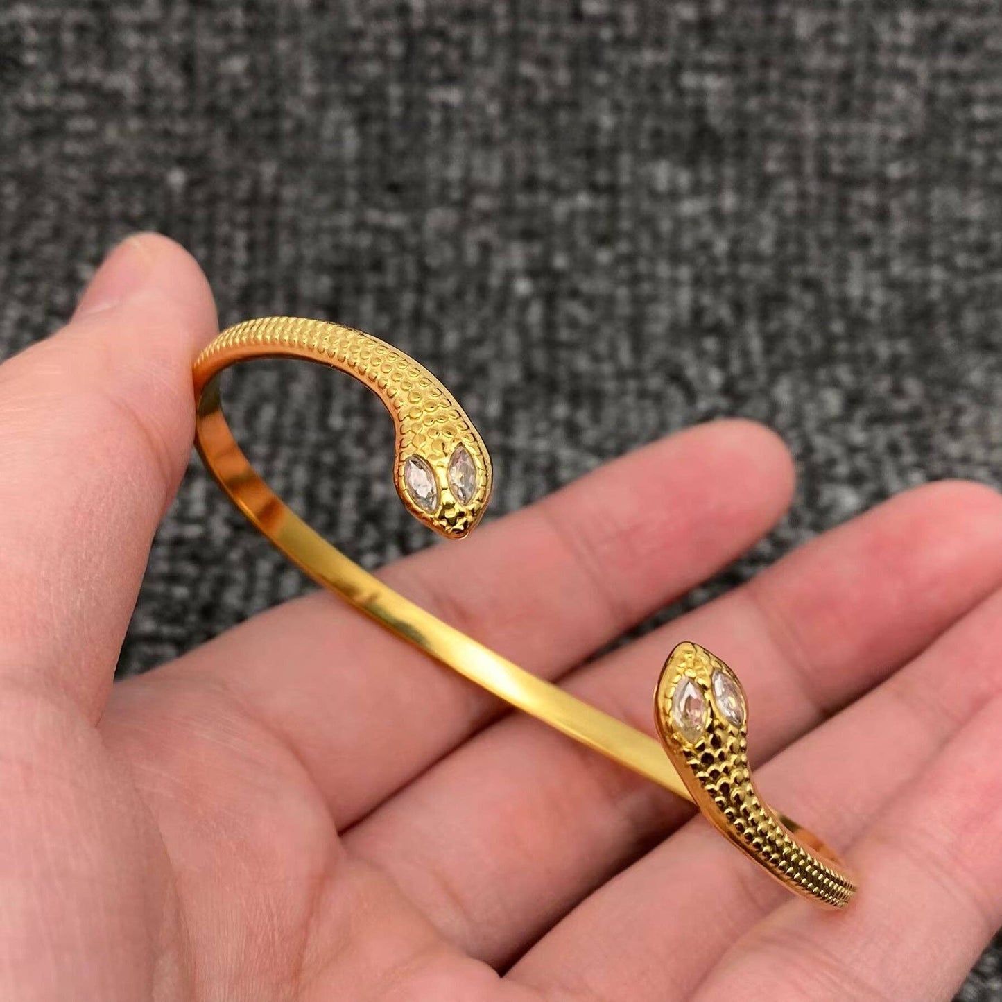 Double-headed Snake 18K Golden SS Adjustable Cuff - FGS