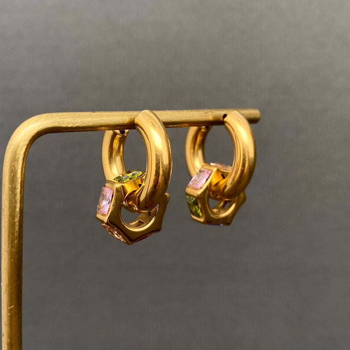 Bedazzled Bolt 18K Huggie Earrings