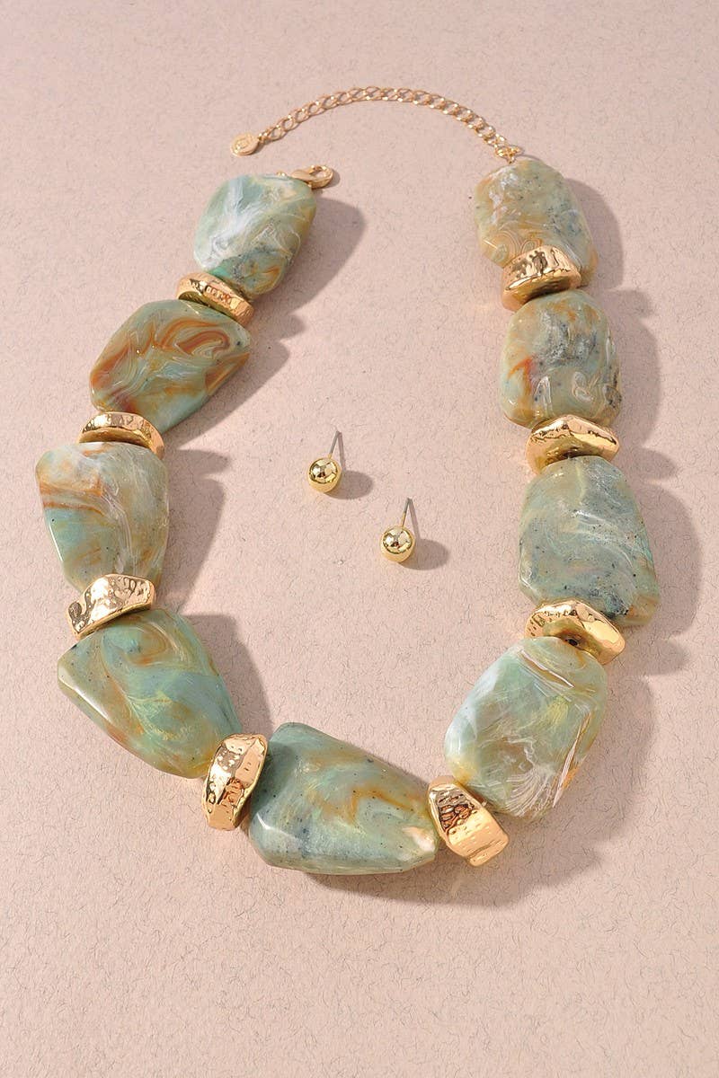 Acetate Marble Beaded Necklace