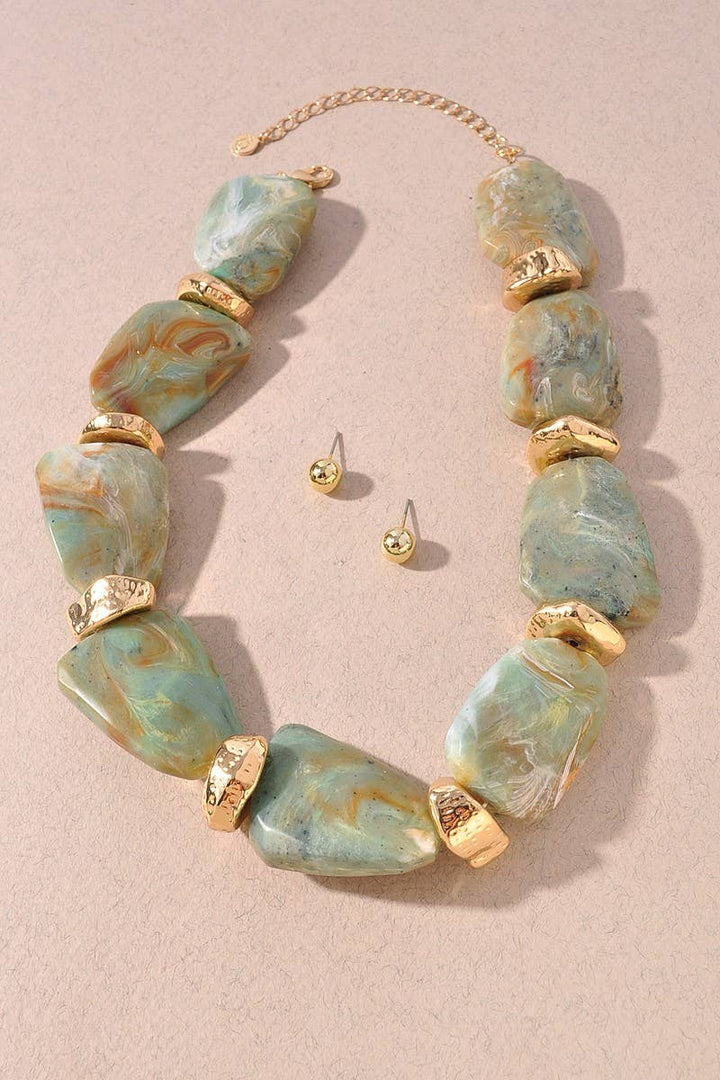 Acetate Marble Beaded Necklace